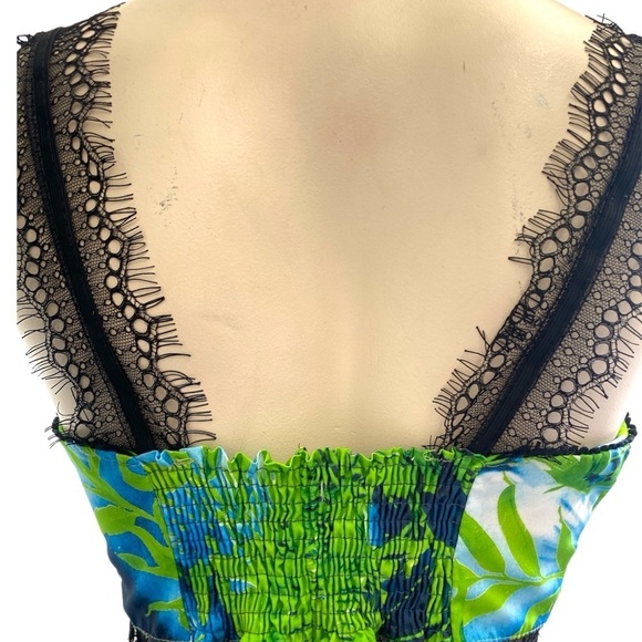 Tropical 2pc Skirt & Top w Lace Trim - Picture 2 of 4